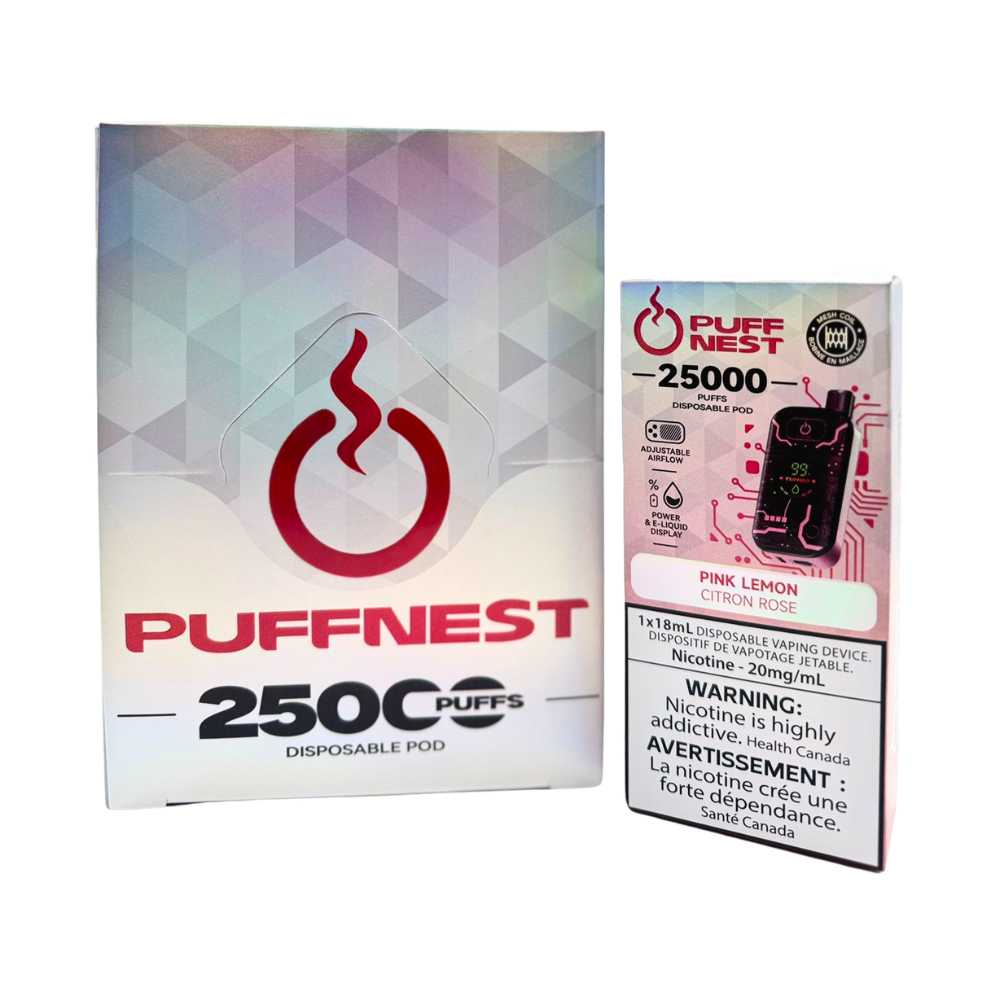 PUFF NEST 25000 PUFFS Pink Lemon Disposable Vape - 18 mL, 2% Nicotine